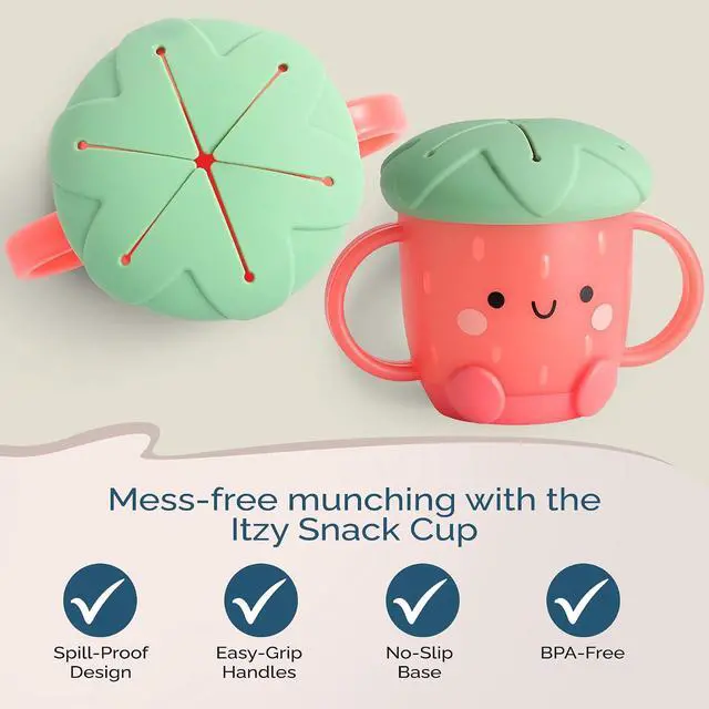 Alt view image 4 of 7 - Itzy Ritzy Toddler Snack Cup with Soft Silicone Lid, Spill-Proof, Strawberry