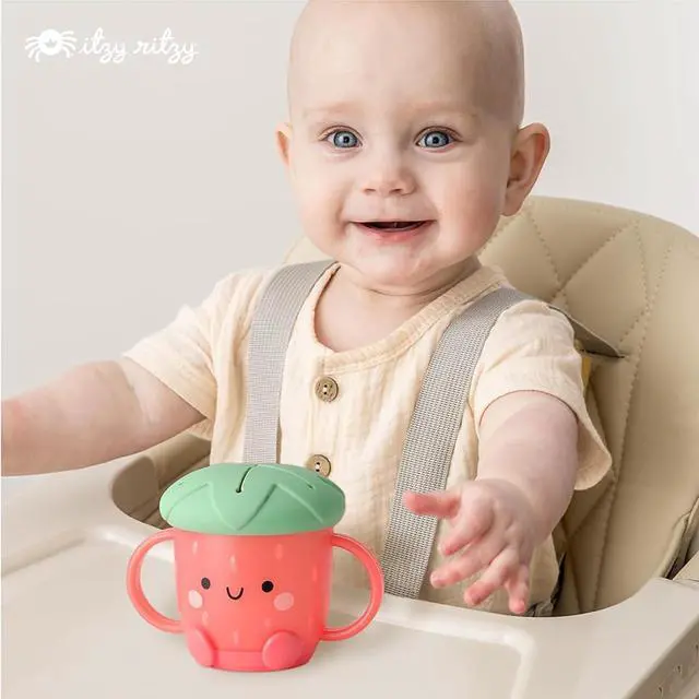 Alt view image 6 of 7 - Itzy Ritzy Toddler Snack Cup with Soft Silicone Lid, Spill-Proof, Strawberry