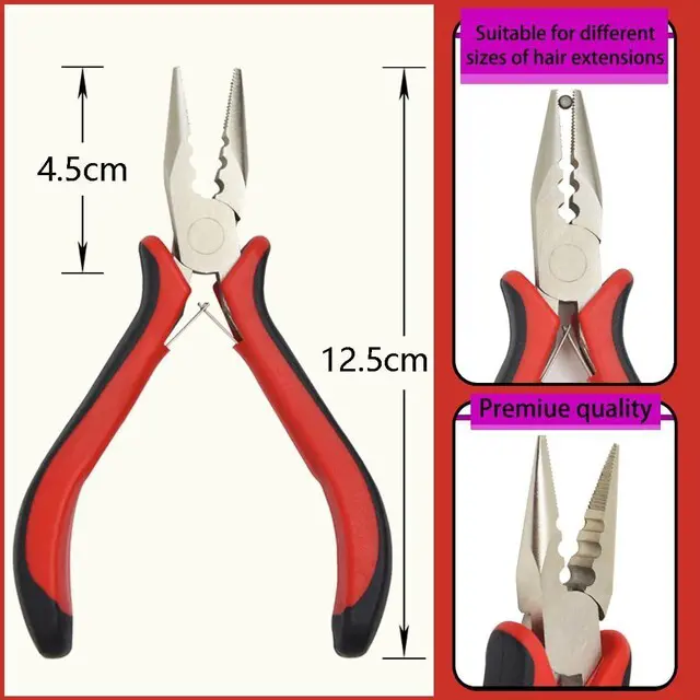 Alt view image 6 of 6 - 3 Holes Mini Hair Extensions Pliers Opener Removal Tool for Micro Nano Ring