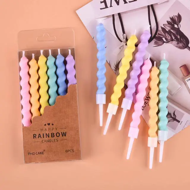 Alt view image 3 of 6 - PHD CAKE Rainbow Spiral Birthday Candles with Holders, 24-Count