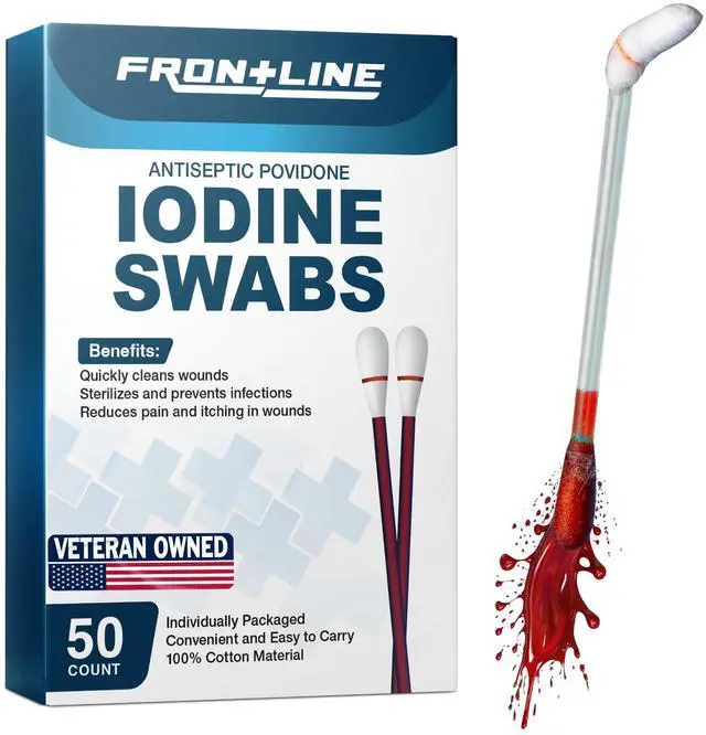 Main image of Povidone Iodine Antiseptic Swabs, 50 Pack, for Wound Care