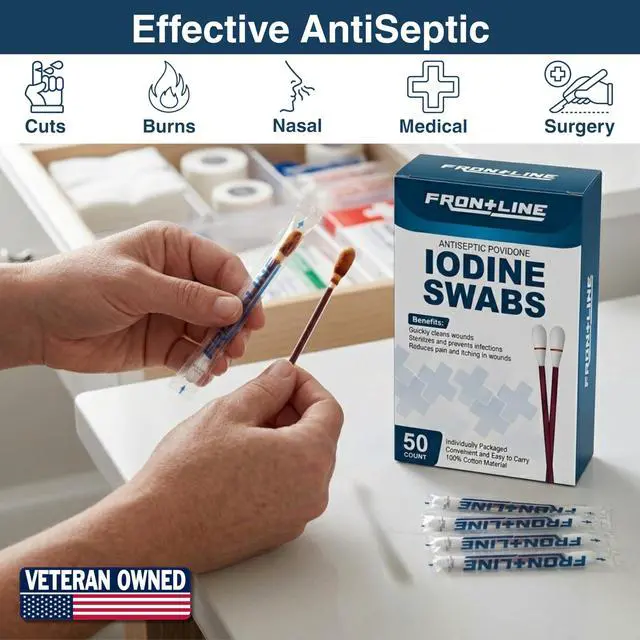 Alt view image 4 of 7 - Povidone Iodine Antiseptic Swabs, 50 Pack, for Wound Care