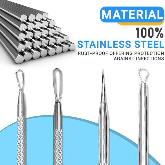 Alt view image 7 of 7 - 2Pcs Stainless Steel Pimple Extractor Blackhead Remover Tool