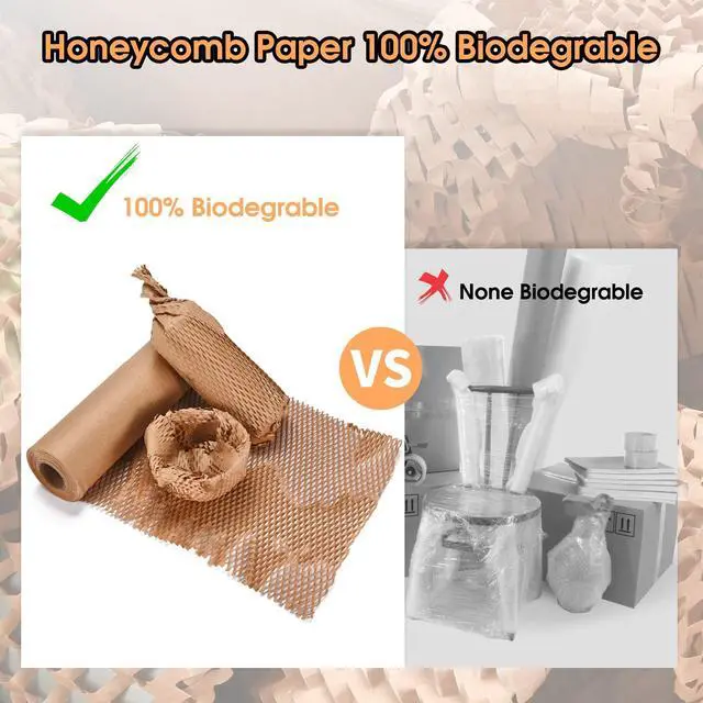 Alt view image 6 of 7 - Honeycomb Packing Paper Pacific Mailer 12" x 65' Bubble Cushioning Wrap with 20 Fragile Sticker Labels