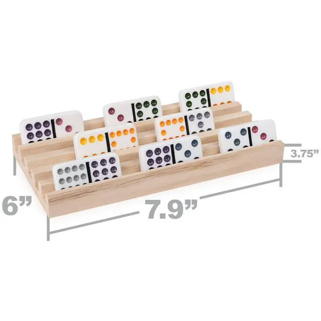 Alt view image 3 of 6 - Spin Master Games Wooden Domino Racks Set of 4 Classic Board Game Trays