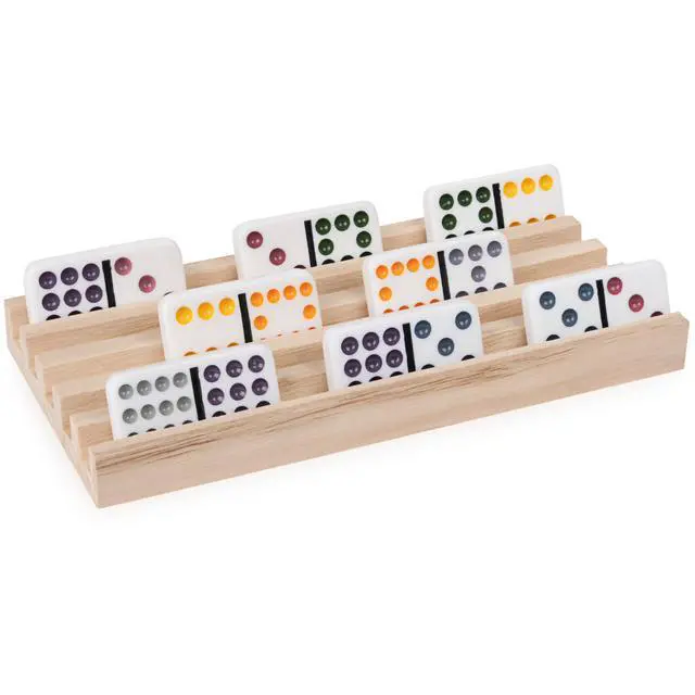 Alt view image 4 of 6 - Spin Master Games Wooden Domino Racks Set of 4 Classic Board Game Trays