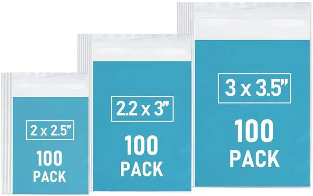 Main image of 300 PCS Mini Baggies, 3 Assorted Sizes, Small Plastic Bags