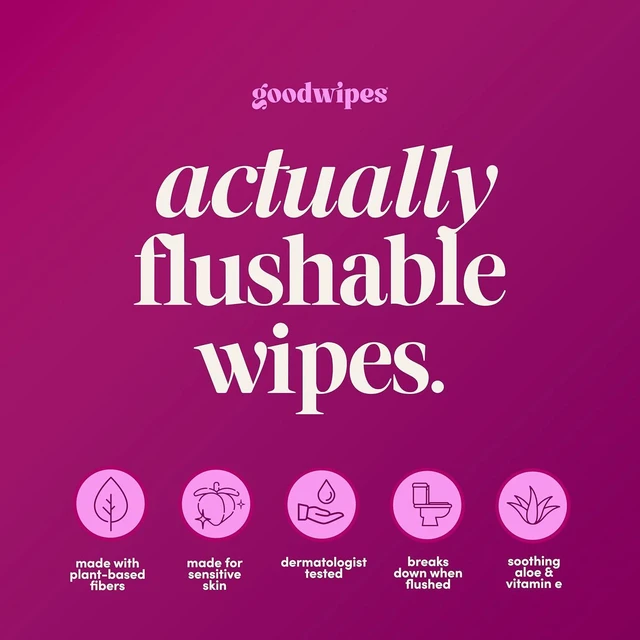 Alt view image 4 of 6 - Goodwipes Flushable Wipes for Women, Rosewater, Individually Wrapped Travel Wipes, pH Balanced Feminine Hygiene, 32 Count (1 Pack)
