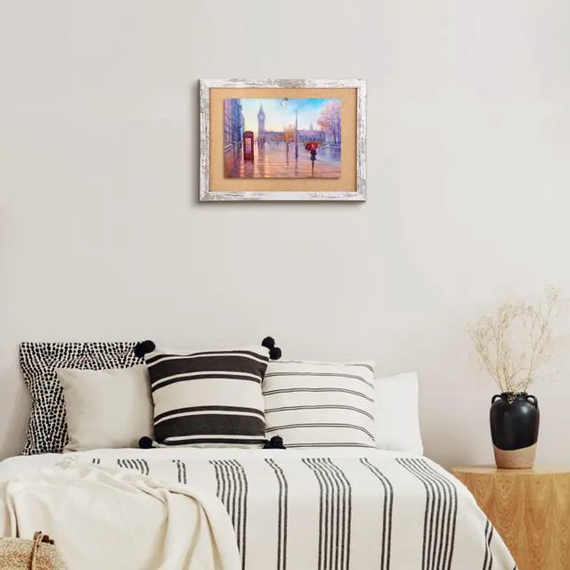 Alt view image 3 of 5 - Cork Board 11.8x8.6 Inches Mini Decorative Hanging Framed Pin Board Vision Board with Wooden Frame for Wall School Home Office (2230,WH,1p)