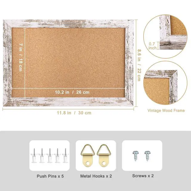 Alt view image 5 of 5 - Cork Board 11.8x8.6 Inches Mini Decorative Hanging Framed Pin Board Vision Board with Wooden Frame for Wall School Home Office (2230,WH,1p)