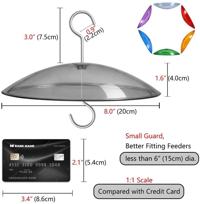 Alt view image 6 of 7 - 8" Mini Plastic Rain Cover for Bird Feeder, Red Weather Guard Baffle Dome