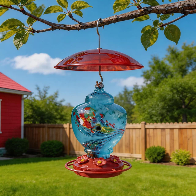 Alt view image 5 of 7 - 8" Mini Plastic Rain Cover for Bird Feeder, Red Weather Guard Baffle Dome