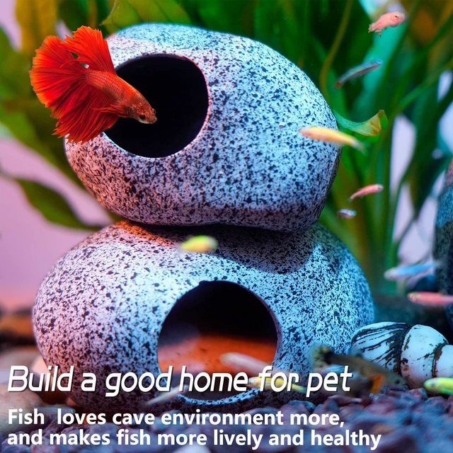 Alt view image 2 of 6 - Ameliade Small Betta Fish Tank Rock Cave Decor Aquarium Accessories