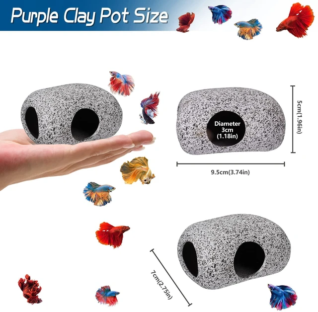 Alt view image 3 of 6 - Ameliade Small Betta Fish Tank Rock Cave Decor Aquarium Accessories