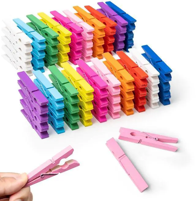 Main image of 30PCS 2.9Inch Wooden Clothespins, 10 Colors Rust Resistant for Hanging Pictures, Photos, Decoration Crafts