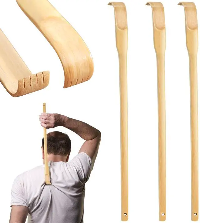 Main image of 3Pcs Bamboo Back Scratcher 17 Inch Long Handle for Adults