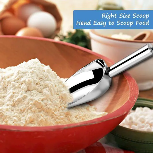 Alt view image 3 of 6 - 6oz Stainless Steel Ice Scoop for Kitchen, Freezer, Bar, Wedding, Party, Sugar, Flour, Pet Food, Popcorn, Dry Goods, Dishwasher Safe