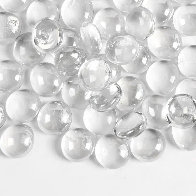 Main image of 5lb Clear Glass Beads and Clear Flat Glass Marbles for Vase Filler, Flower and Candle Crafts, Centerpieces, Wedding Decoration