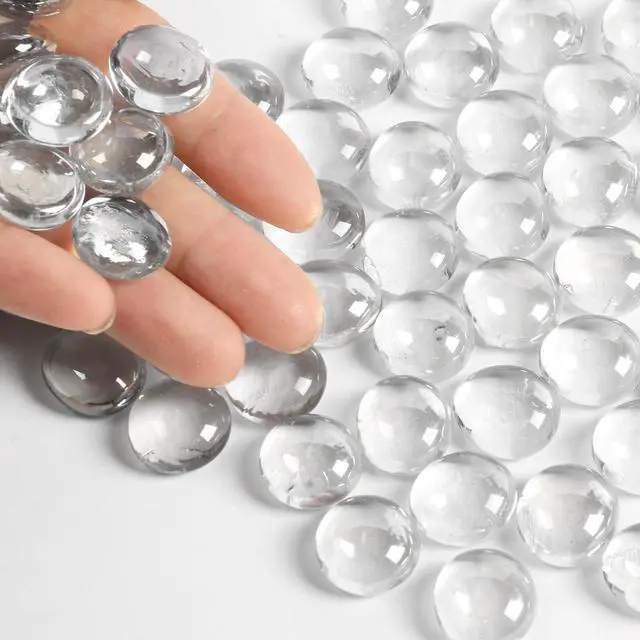 Alt view image 7 of 7 - 5lb Clear Glass Beads and Clear Flat Glass Marbles for Vase Filler, Flower and Candle Crafts, Centerpieces, Wedding Decoration