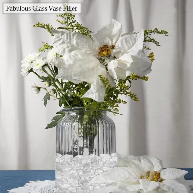 Alt view image 6 of 7 - 5lb Clear Glass Beads and Clear Flat Glass Marbles for Vase Filler, Flower and Candle Crafts, Centerpieces, Wedding Decoration