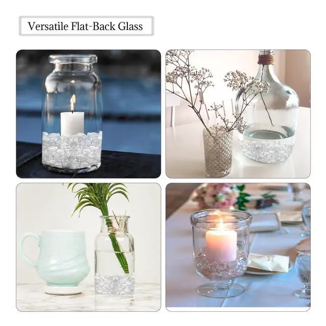 Alt view image 3 of 7 - 5lb Clear Glass Beads and Clear Flat Glass Marbles for Vase Filler, Flower and Candle Crafts, Centerpieces, Wedding Decoration