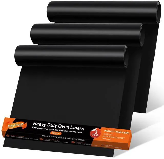 Main image of 3 Pack Non-Stick Reusable Oven Liners, 17"x25" for Bottom of Oven