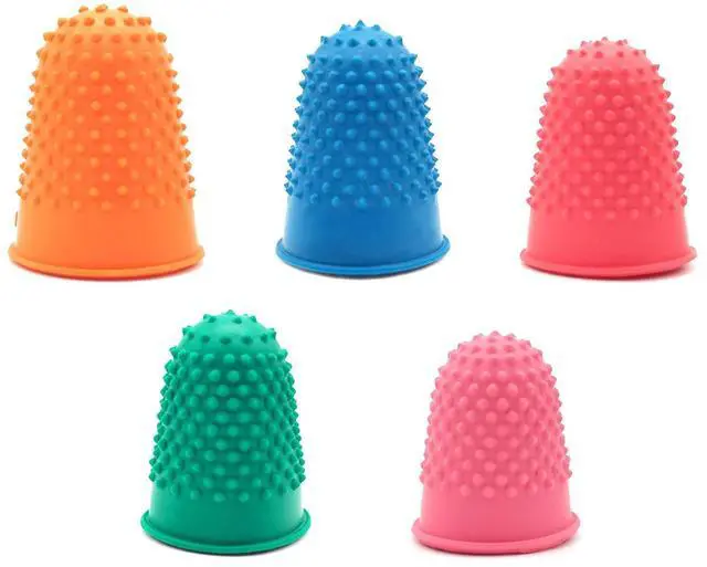 Main image of BlingKingdom 5pcs Rubber Finger Thimbles for Hand Sewing, Finger Tip Cover