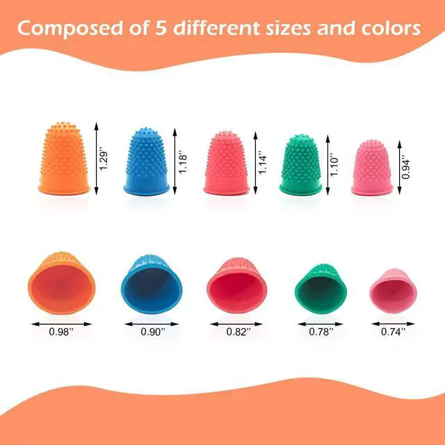 Alt view image 6 of 6 - BlingKingdom 5pcs Rubber Finger Thimbles for Hand Sewing, Finger Tip Cover