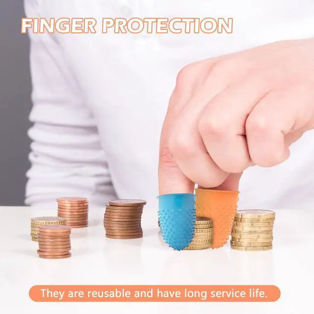 Alt view image 4 of 6 - BlingKingdom 5pcs Rubber Finger Thimbles for Hand Sewing, Finger Tip Cover
