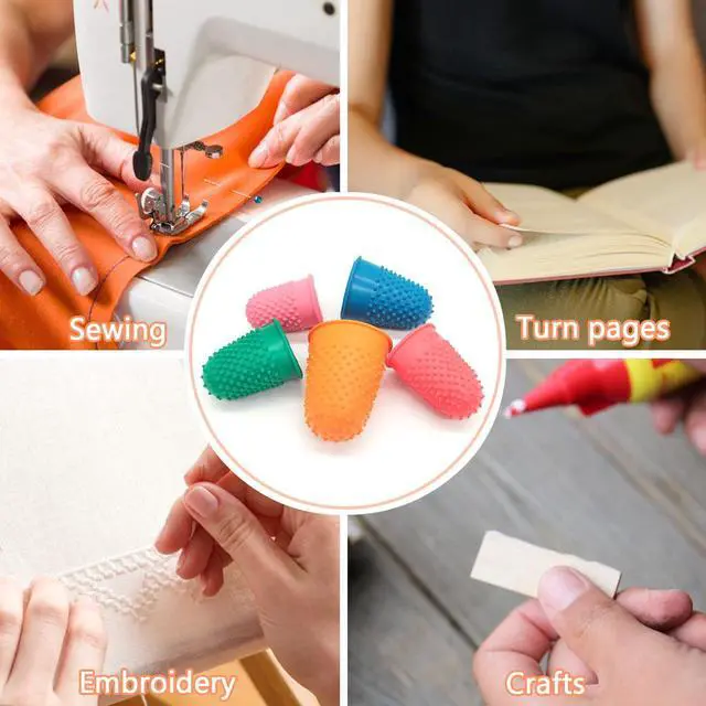 Alt view image 3 of 6 - BlingKingdom 5pcs Rubber Finger Thimbles for Hand Sewing, Finger Tip Cover