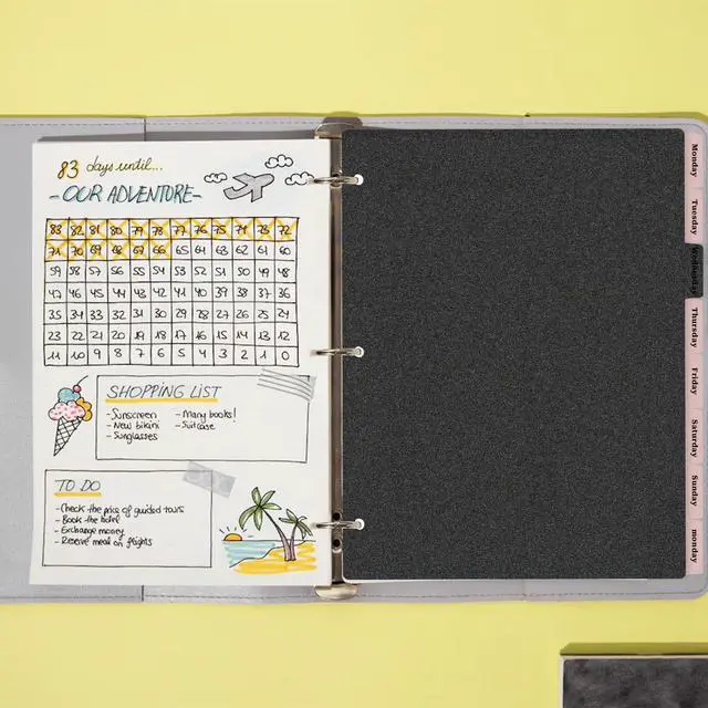 Alt view image 6 of 7 - 8-Tab Black Plastic Binder Dividers for 3-Ring Binders, Sturdy Divider Set with Tabs, Aesthetic Notebook Dividers