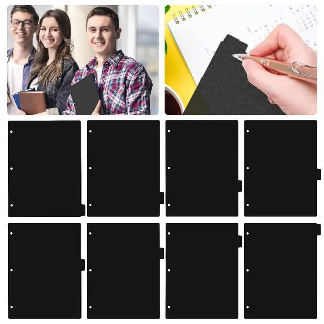 Alt view image 3 of 7 - 8-Tab Black Plastic Binder Dividers for 3-Ring Binders, Sturdy Divider Set with Tabs, Aesthetic Notebook Dividers