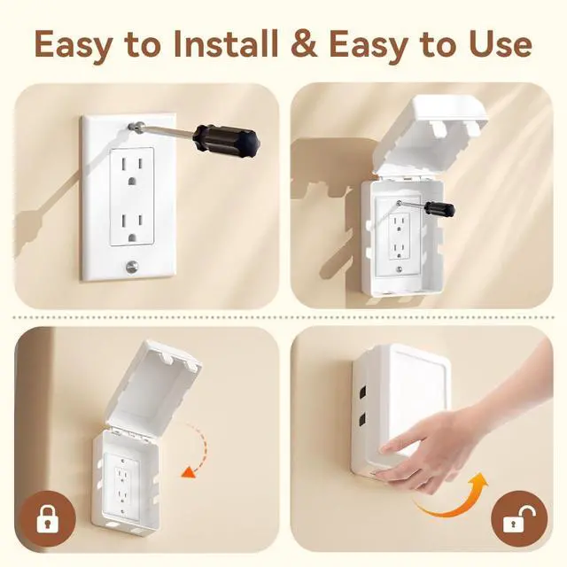 Alt view image 6 of 6 - EUDEMON 1 Pack Baby Safety Electrical Outlet Cover Box, Childproof Plug Cover, White - More Space for Large Plugs, Easy to Install & Use