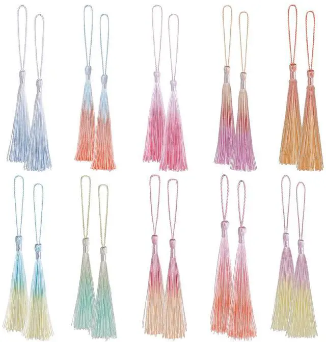 Main image of Bewudy 20Pcs Mini Silk Tassels Bookmark 13cm/5in, Color A