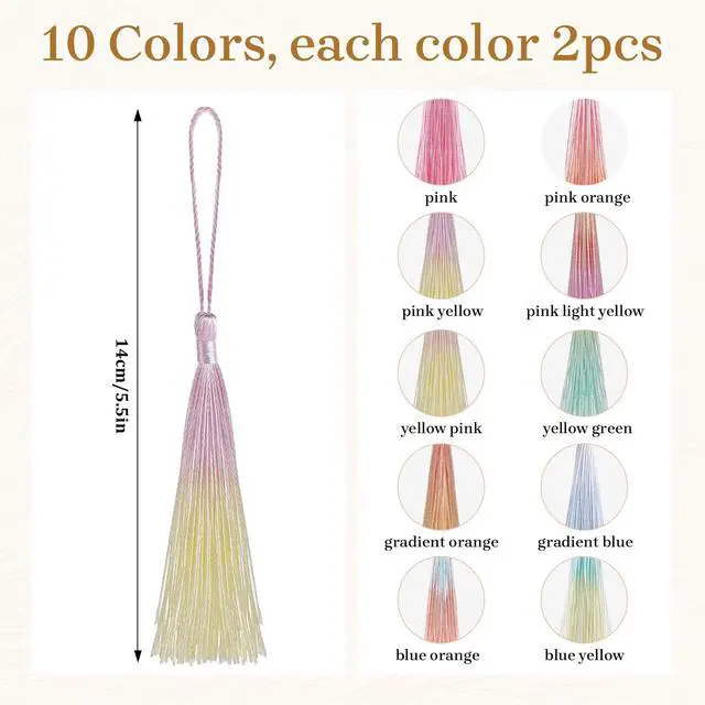 Alt view image 4 of 7 - Bewudy 20Pcs Mini Silk Tassels Bookmark 13cm/5in, Color A
