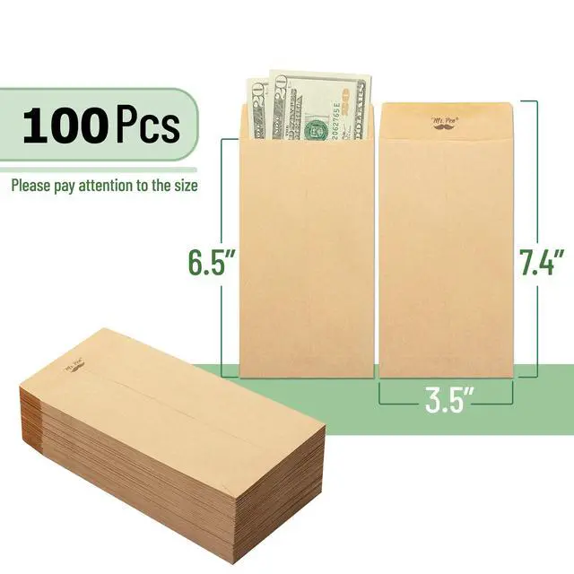 Alt view image 2 of 7 - Mr. Pen Self-Adhesive Kraft Paper Money Envelopes, 6.5" x 3.5", 100 Pack for Budgeting, Saving, and Organizing