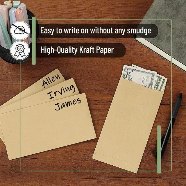 Alt view image 3 of 7 - Mr. Pen Self-Adhesive Kraft Paper Money Envelopes, 6.5" x 3.5", 100 Pack for Budgeting, Saving, and Organizing