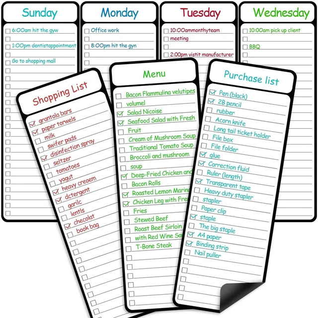 Main image of 7-Piece Magnetic Dry Erase To-Do List White Board, 4'x11', Multifunctional Weekly Planner and Chore Chart for Refrigerator