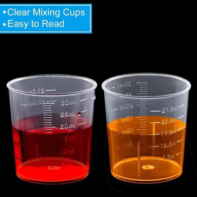 Alt view image 5 of 7 - 30ml (1oz) Plastic Liquid Measuring Cups, 5-Pack, Clear Graduated Beakers
