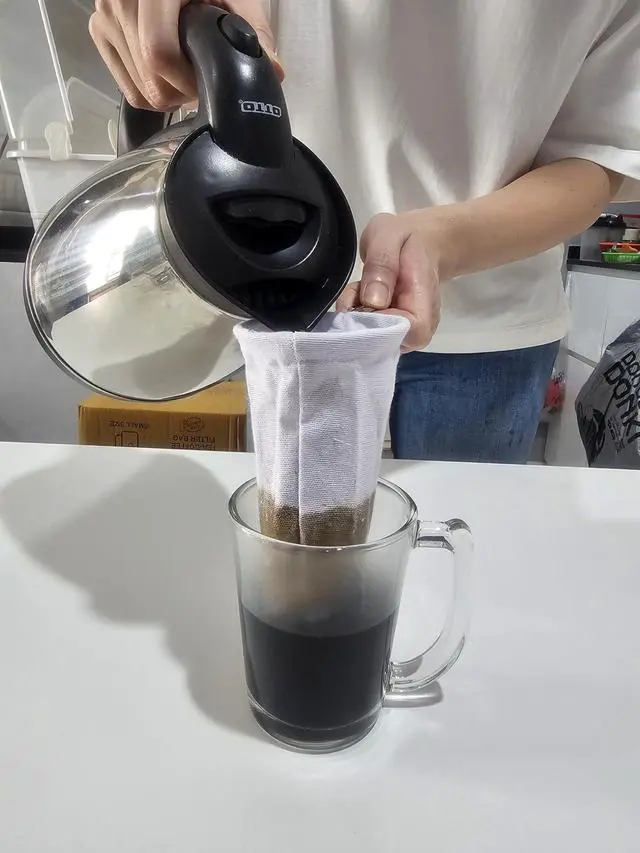 Alt view image 5 of 5 - Traditional Thai Style Reusable Cloth Tea/Coffee Filter Sock, 3.0 Inches, Pour Over Dripper Coffee Strainer