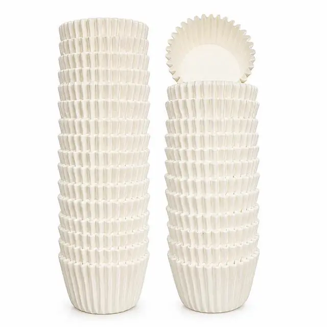 Main image of Non-stick 500 Count White Mini Cupcake Liners - Food-grade Greaseproof Parchment Baking Cups for Cupcakes, Muffins, Nuts