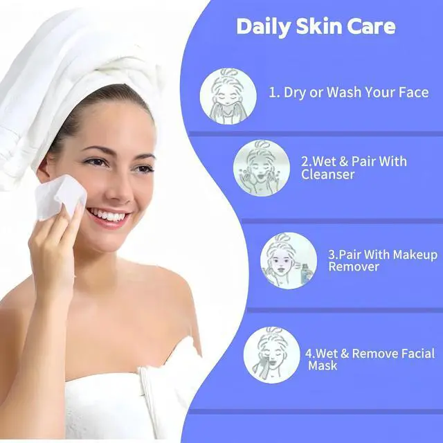 Alt view image 2 of 7 - Disposable Face Towels 100 Count, Soft Cotton for Cleansing, Makeup Remover and Skincare
