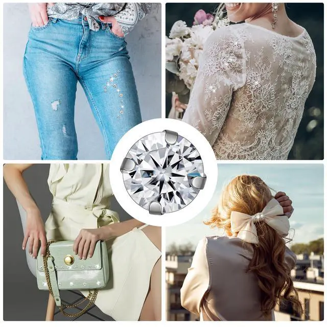 Alt view image 4 of 7 - PAGOW 140 Pcs Sew On Rhinestones with Silver Claw, Embellishments for Wedding Dress, Bags, Shoes (7 Sizes)