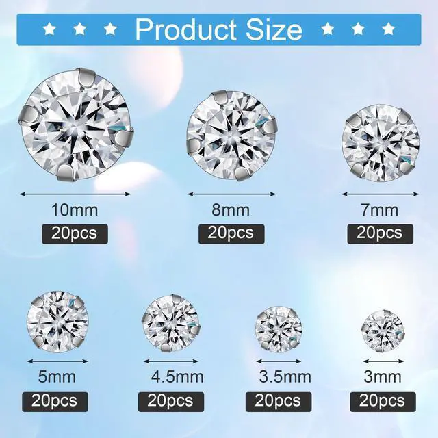 Alt view image 5 of 7 - PAGOW 140 Pcs Sew On Rhinestones with Silver Claw, Embellishments for Wedding Dress, Bags, Shoes (7 Sizes)