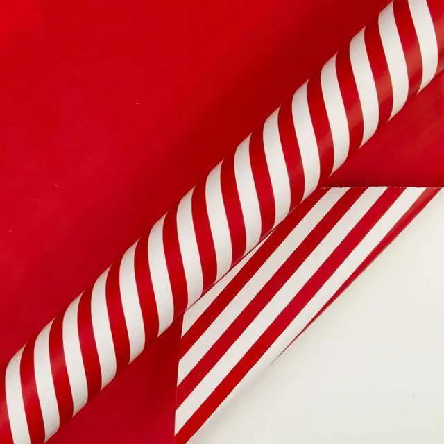 Alt view image 4 of 6 - WRAPAHOLIC Reversible Wrapping Paper Mini Roll 17in x 33ft Red and Stripes Design for Christmas, Birthday, Holiday, Wedding, Baby Shower