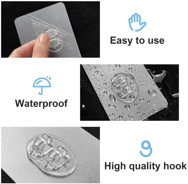 Alt view image 7 of 7 - Upgraded Adhesive Hooks for Shower Caddy, 5 Pcs Triple Hooks, Waterproof Strong Adhesive Strips for Shower Organizer and Kitchen Racks