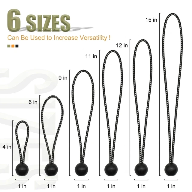 Alt view image 3 of 7 - 30 Pack Heavy Duty Ball Bungee Cords, 6", Black/White