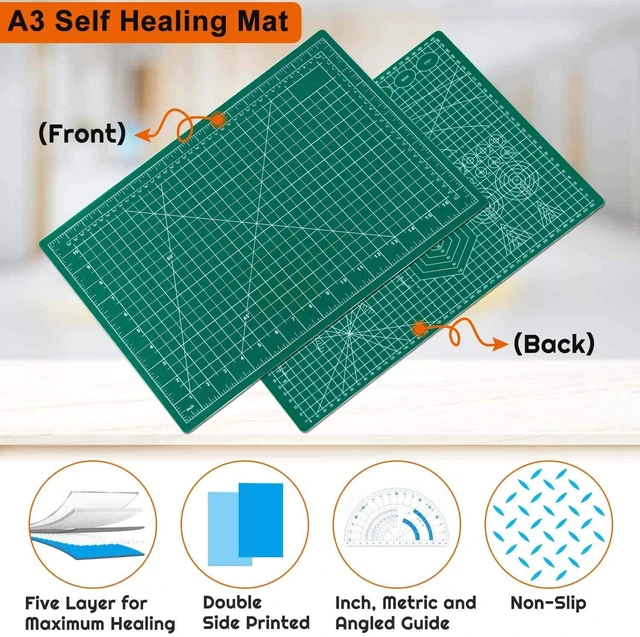 Alt view image 6 of 6 - Anezus Self Healing Rotary Cutting Mat, 12in x 18in, Double Sided 5-Ply Craft Cutting Board for Sewing, Crafts, Fabric, Scrapbooking