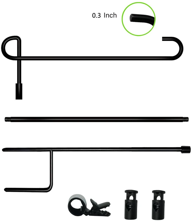 Alt view image 5 of 7 - Garden Flag Pole Stand Holder with Flag Stopper and Clip, Waterproof Powder-Coated Paint, for Outdoor Yard Flags
