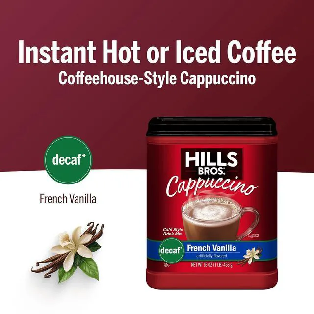 Alt view image 5 of 6 - Hills Bros. Decaf French Vanilla Cappuccino Mix, 16 oz